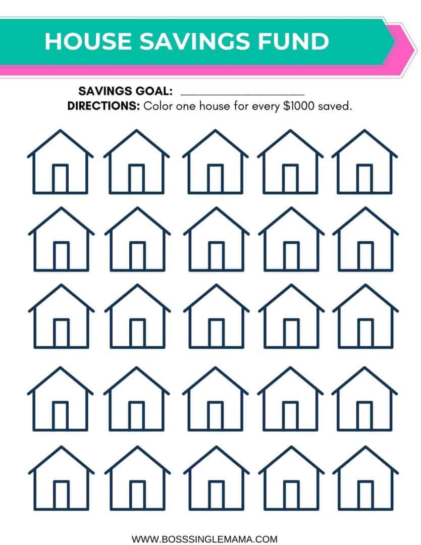 House Savings Tracker Printable House Fund Savings Challenge Blank Money Savings Printable